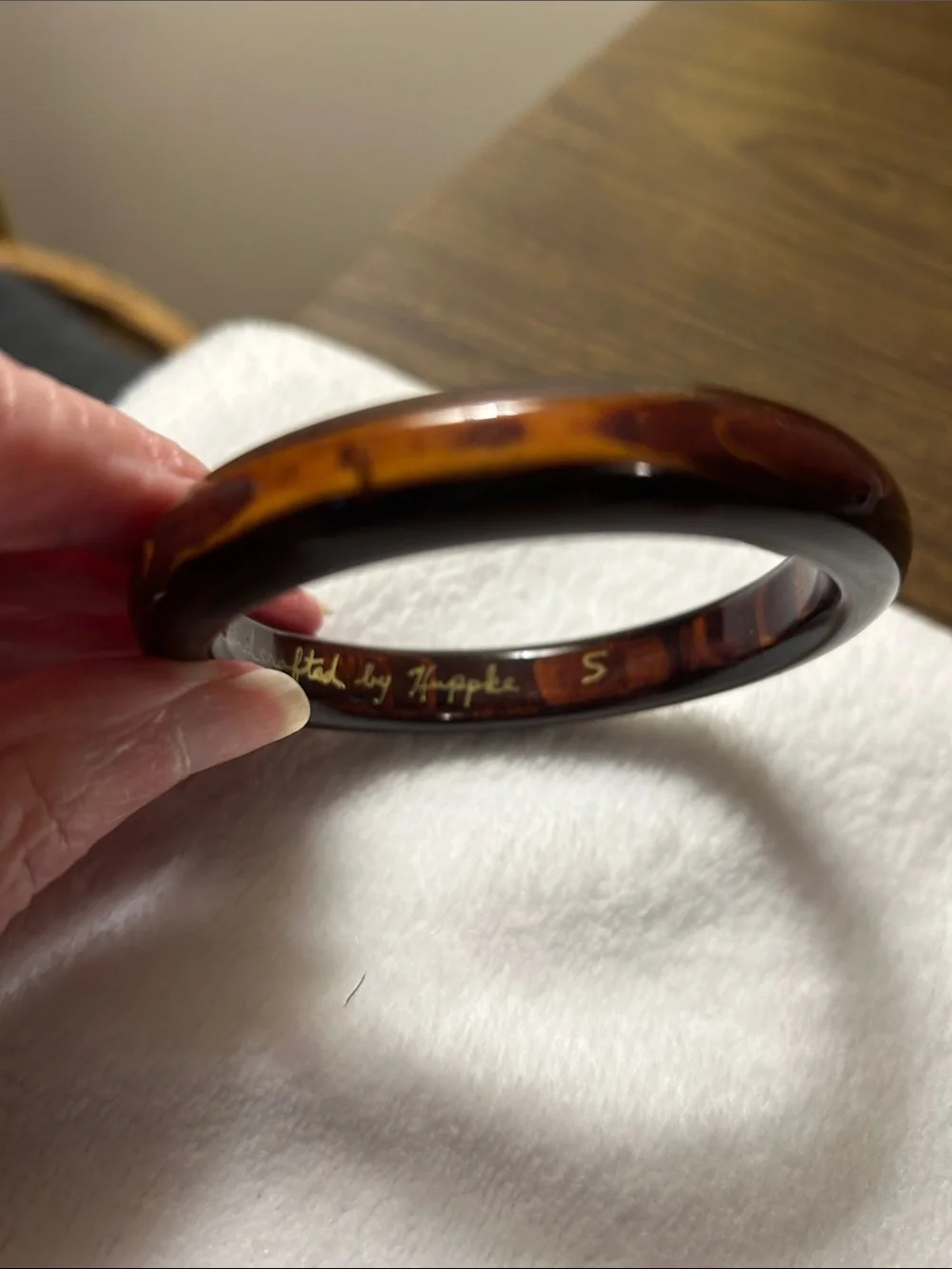 Cypress Handcrafted By Huppke Wood Enameled Bangle Bracelet Small